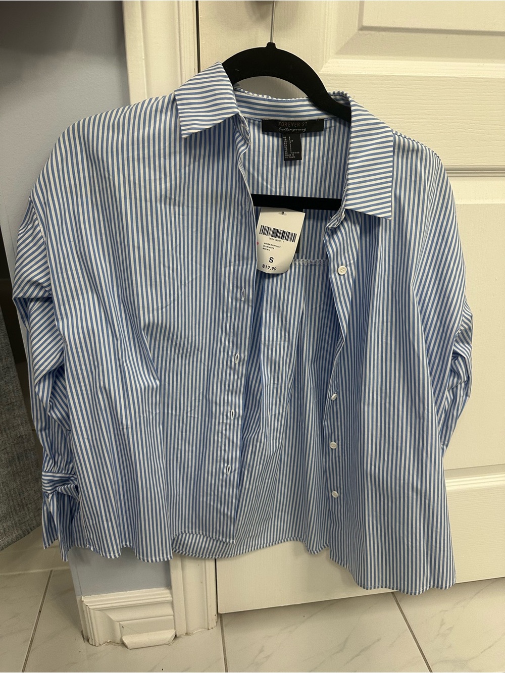 Forever 21 Blue and White Striped Button-Down Shirt